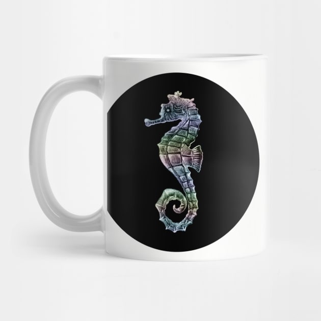 Pastel Seahorse on Black by Neginmf